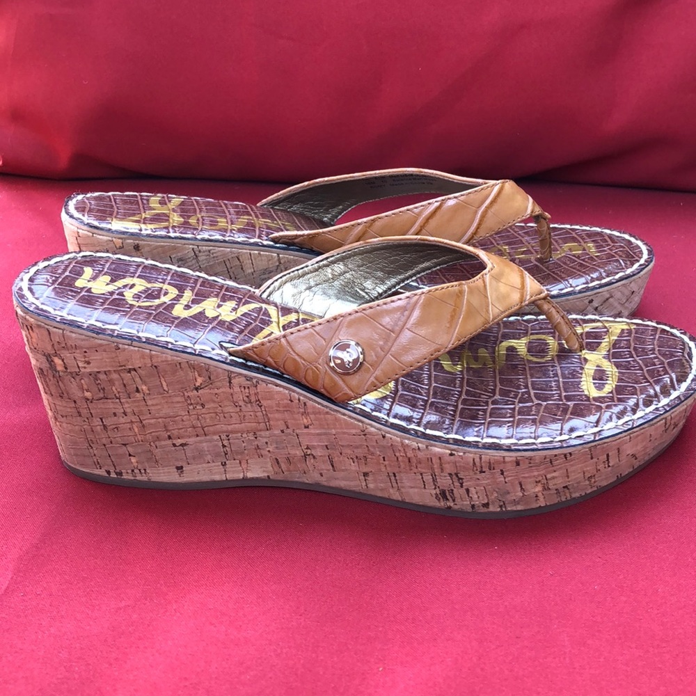 SAM EDELMAN ROMY TAN WEDGE SANDALS - Size 10